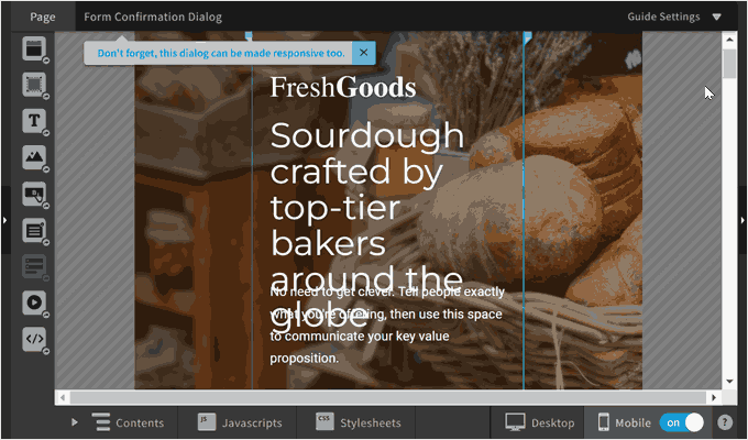 Unbounce's mobile editor