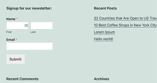 Wpforms Email Newsletter Form