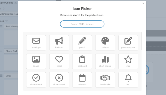 WPForms icon picker