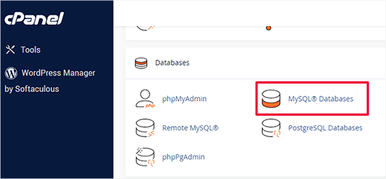 Bluehost cPanel MySQL Databases