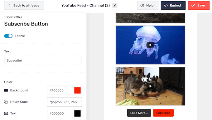 Customizing the subscribe button for your YouTube channel feed