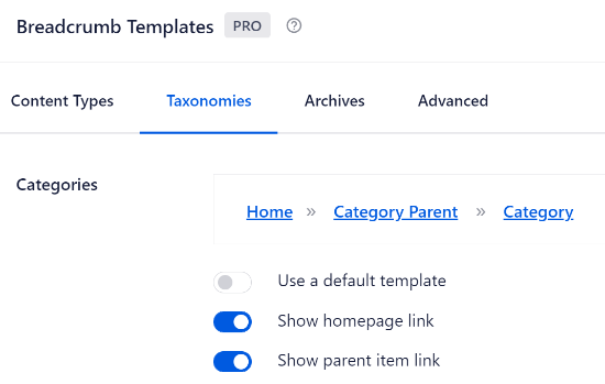 Show parent category in breadcrumbs