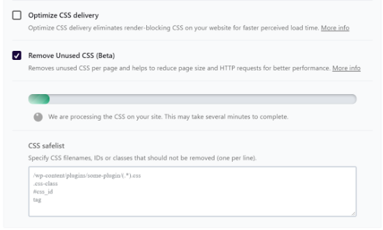 查看删除未使用的 CSS 进度条