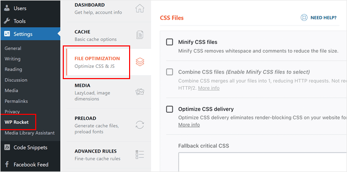WP Rocket File Optimization