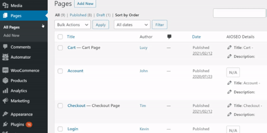 How To Organize Or Reorder WordPress Pages With Drag Drop