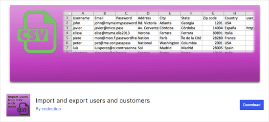 Import and export users and customers