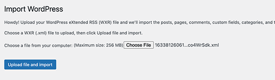 Upload import file