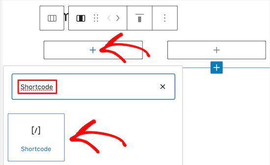 Select shortcode block