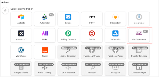 Selecting WooCommerce as your integration