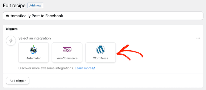 Choosing WordPress as your Uncanny Automator integration