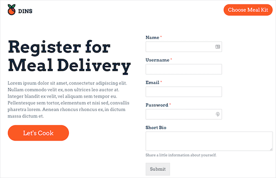 SeedProd registration form