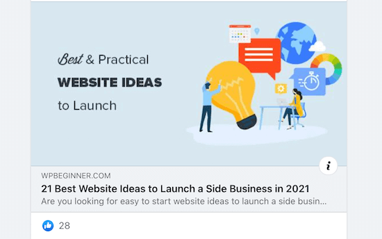 Esempio di condivisione di Facebook di WPBeginner