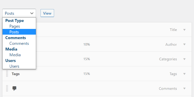 Adicionar colunas a outras seções no WordPress