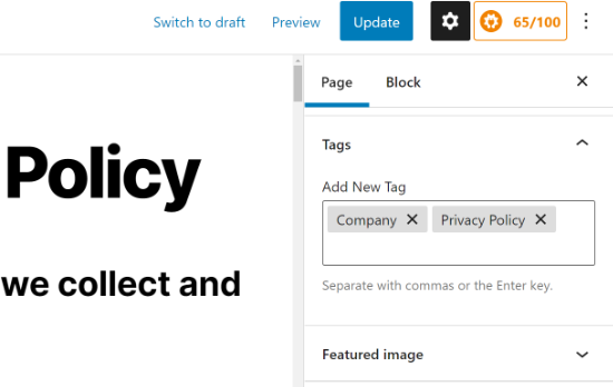 Add tags in WordPress