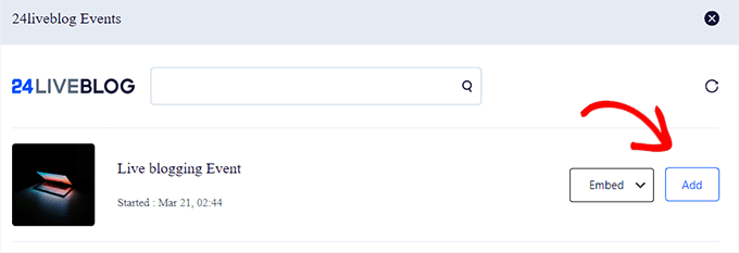 Add the liveblog event