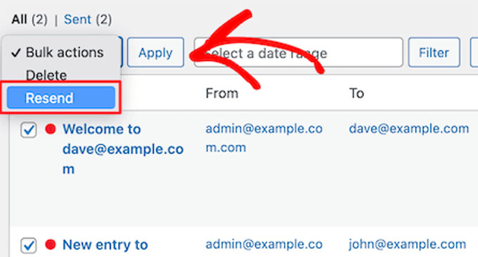 Resend multiple emails