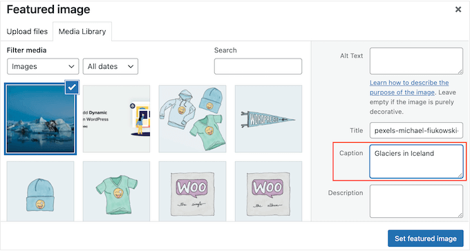 Adding captions to a featured image in WordPress