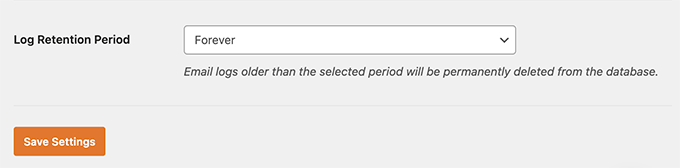 Select log retention period