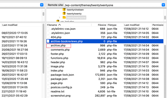 Visit Your Theme Folder Using an FTP Client