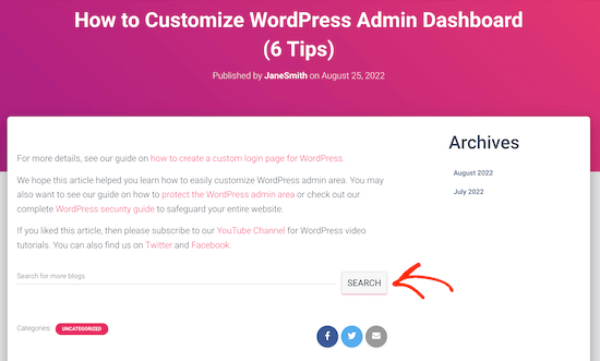 WordPress 帖子中的搜索栏