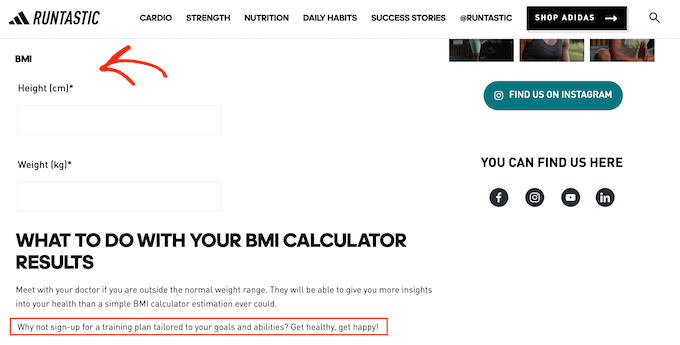 BMI 计算器的示例