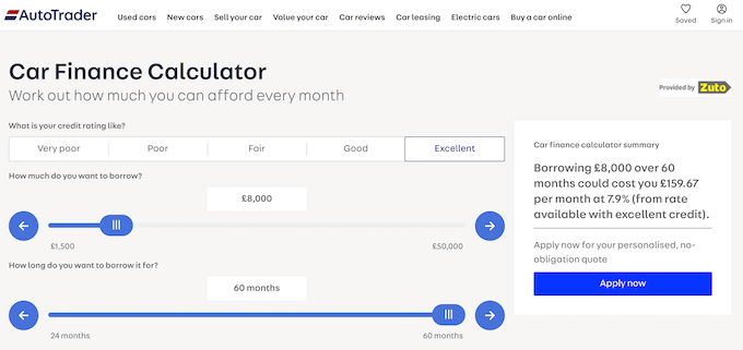 An example of a car payment calculator