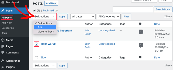 Edit Multiple Posts at Once With Bulk Actions