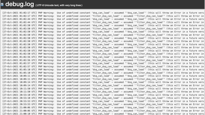 يحتوي Debug.log على رسائل الخطأ وطوابع الوقت