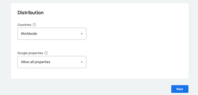 Google News Distribution Settings