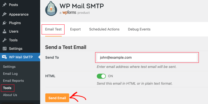 Send a Test Email With WP Mail SMTP