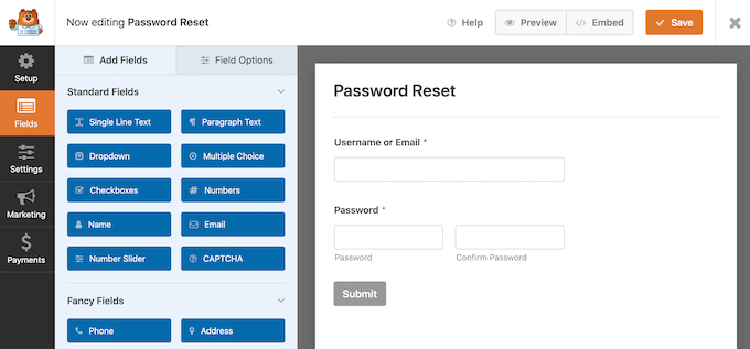 WPForms 拖放表单编辑器