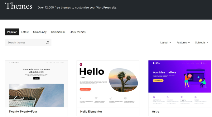 WordPress themes directory