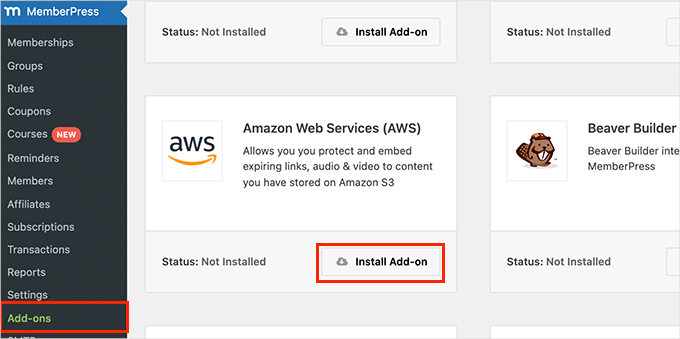 MemberPress AWS Add-on