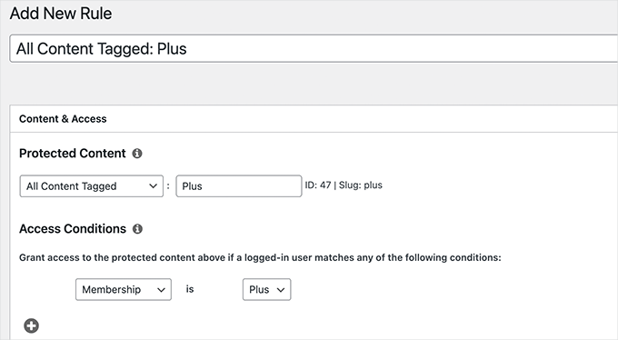 Setting up access rules