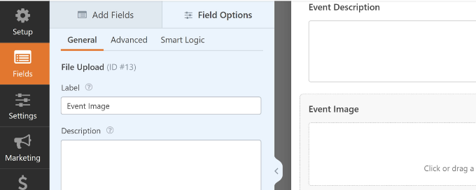 Change label of fields in form