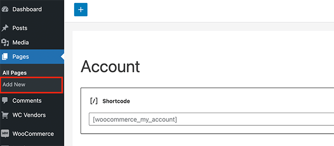 Create account page