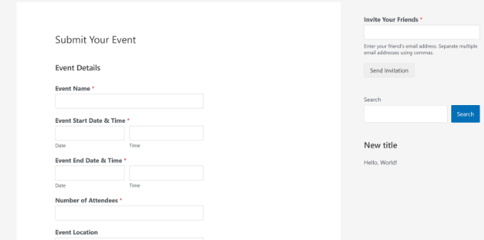 User event submitted form