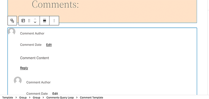 Comment Query Loop block