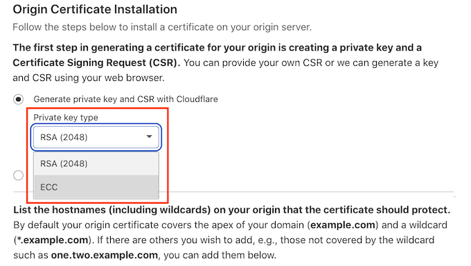 为 Cloudflare 创建私钥