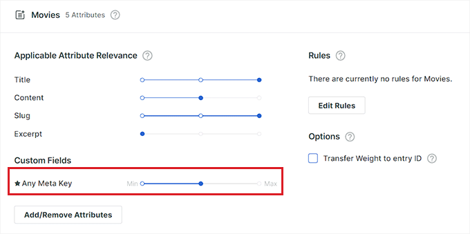 Assign weight to the custom attribute