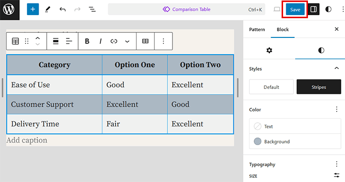 Design pattern in site editor