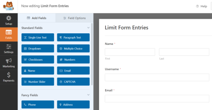 Edit form template