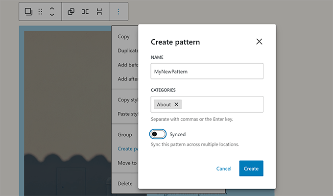 New pattern name and settings