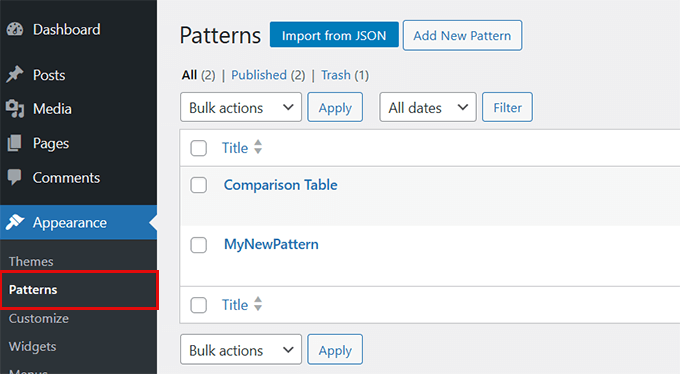 Managing patterns in classic themes