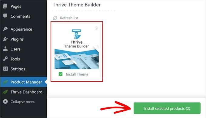 Installing the Thrive Theme Builder