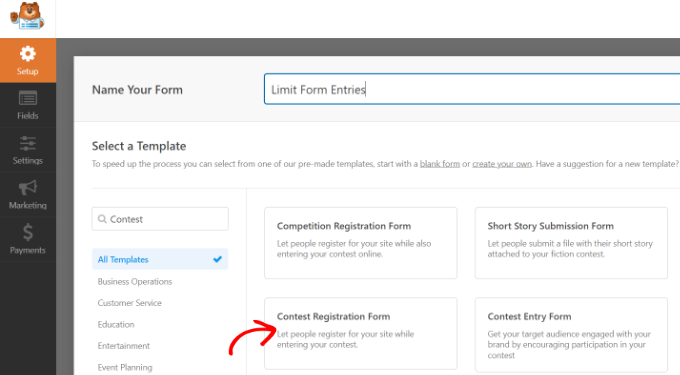 Select form template