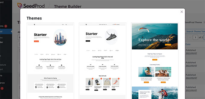 Explore custom website themes —