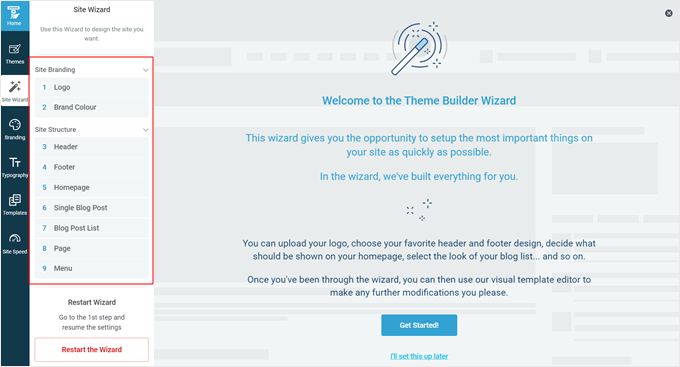 Thrive Theme Builder's setup wizard