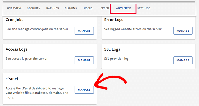 Launch cPanel dashboard in Bluehost