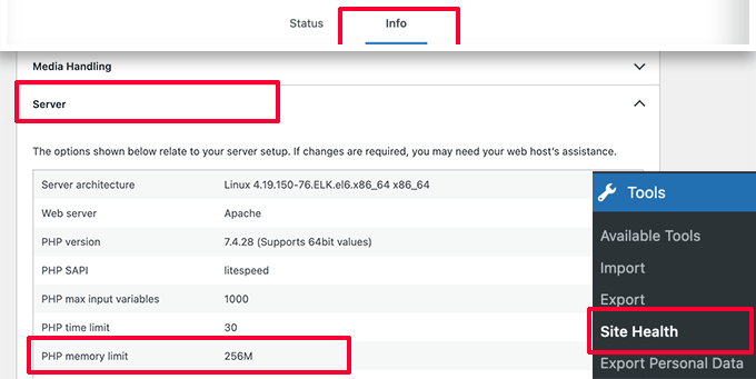 Check PHP memory limit